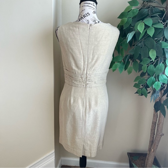 Shoshanna Metallic Abigail Pleated Sheath Dress Gold Sz 6 - Picture 8 of 16